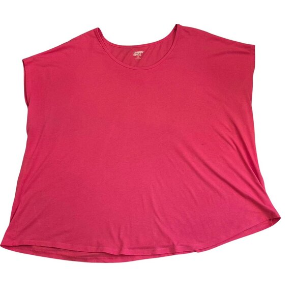 Lands' End Pink Boxy Cotton/Modal Blend Cap Sleeve Pullover Top Size 24w/26w EUC - Picture 2 of 8
